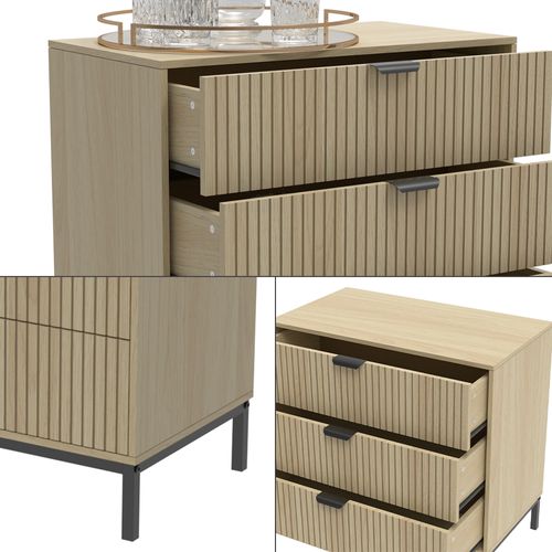 Commode  Lennox, Chêne, 72x69cm Avec 3 Tiroirs