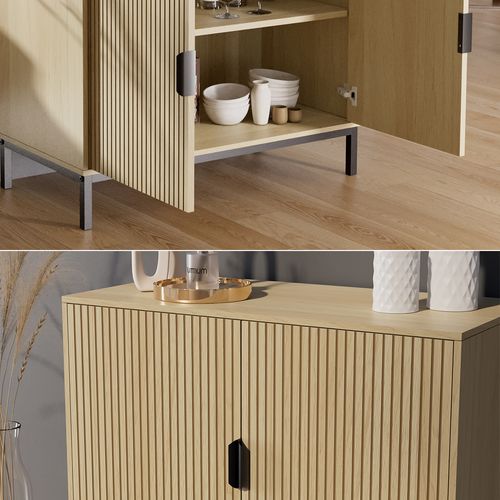 Commode  Lennox, Chêne, 80x45cm Avec 2 Portes
