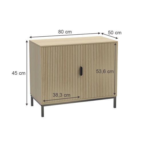 Commode  Lennox, Chêne, 80x45cm Avec 2 Portes