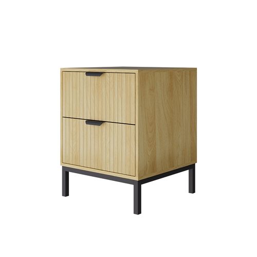 Table De Nuit Lennox 51688 Chêne 40x52cm Avec 2 Tiroirs