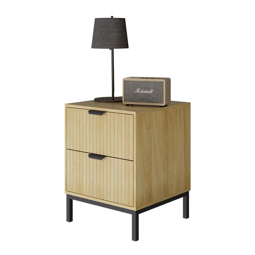 Table De Nuit Lennox 51688 Chêne 40x52cm Avec 2 Tiroirs