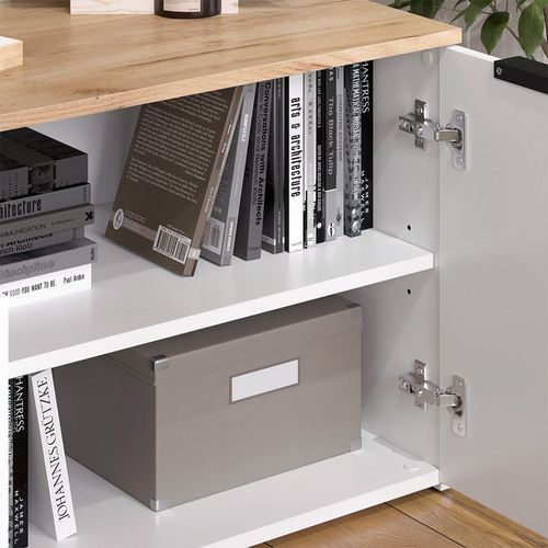 Sideboard Wido 51708 Blanc/sonoma 80x50cm Avec 2 Portes