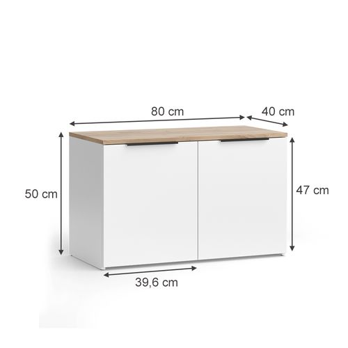 Sideboard Wido 51708 Blanc/sonoma 80x50cm Avec 2 Portes