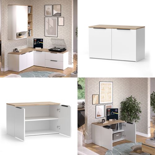 Sideboard Wido 51708 Blanc/sonoma 80x50cm Avec 2 Portes