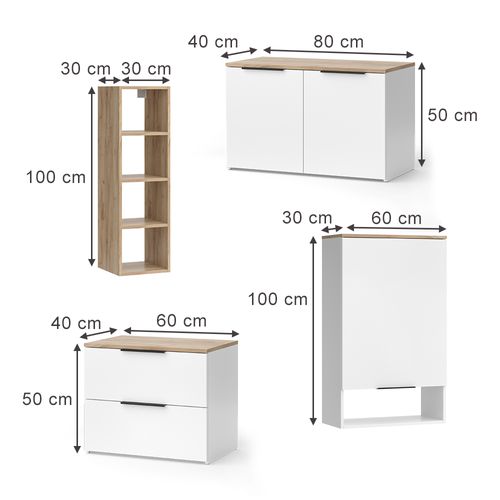 Mur De Salon Wido 51724 Blanc/sonoma 5 Pièces