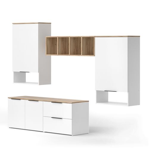 Mur De Salon Wido 51724 Blanc/sonoma 5 Pièces