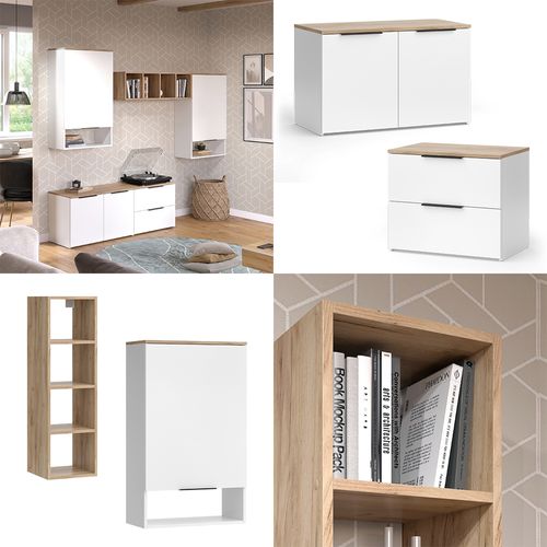 Mur De Salon Wido 51724 Blanc/sonoma 5 Pièces