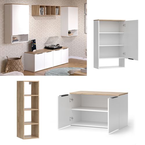 Meuble-paroi Wido 51725 Blanc/sonoma 5 Pièces