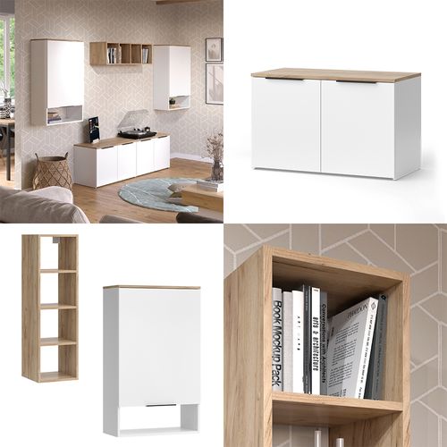 Meuble-paroi Wido 51725 Blanc/sonoma 5 Pièces