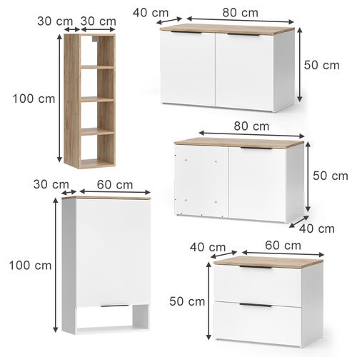 Meuble-paroi Wido 51729 Blanc/sonoma 5 Pièces