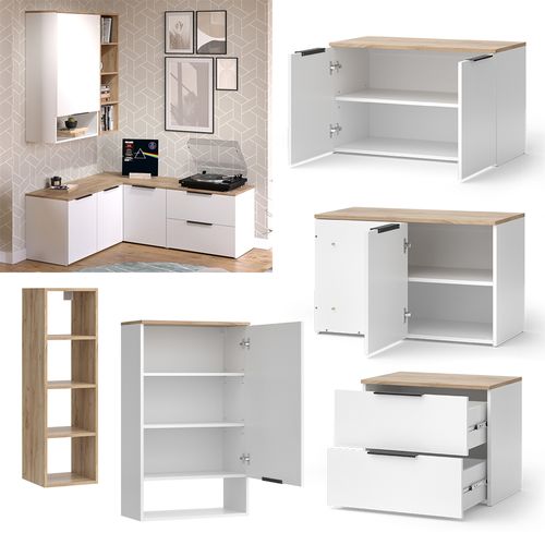 Meuble-paroi Wido 51729 Blanc/sonoma 5 Pièces