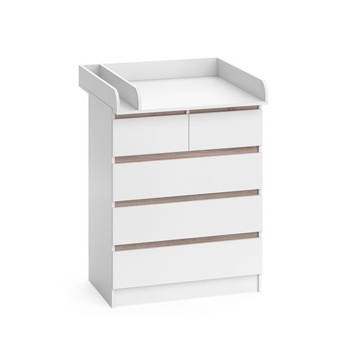 Commode à Langer Emma 51735 Blanc/sonoma 80x110.2cm Avec 5 Tiroirs