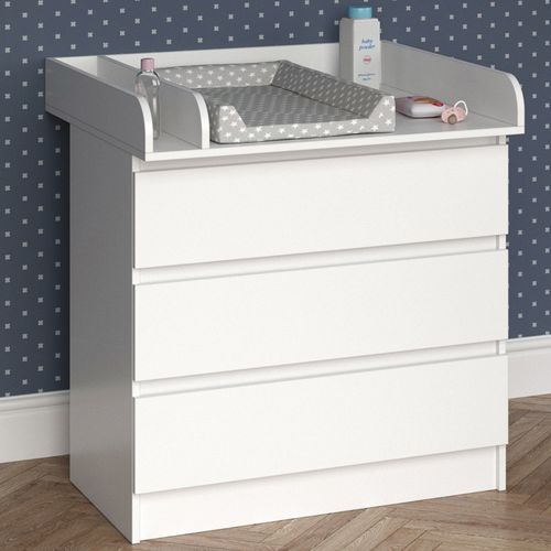 Commode à Langer Emma 51739 Blanc 80x87cm Avec 3 Tiroirs