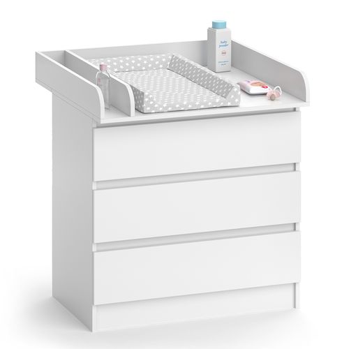 Commode à Langer Emma 51739 Blanc 80x87cm Avec 3 Tiroirs