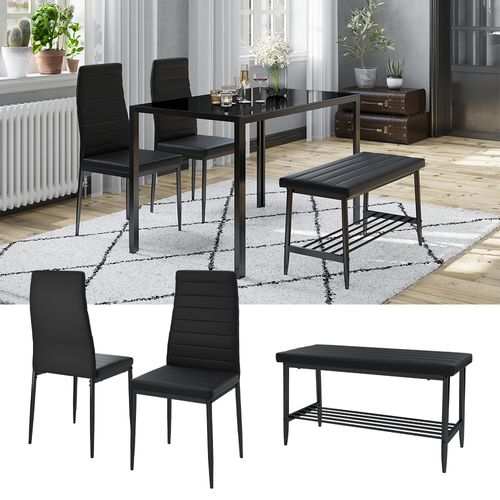 Banc Et Chaise Grand 51759 Noir 85x46.5cm Set De 3 Pièces