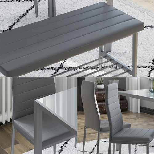 Banc Et Chaise Grand 51764 Gris 85x46.5cm Set De 3 Pièces