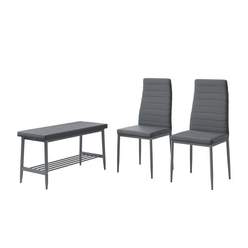 Banc Et Chaise Grand 51764 Gris 85x46.5cm Set De 3 Pièces
