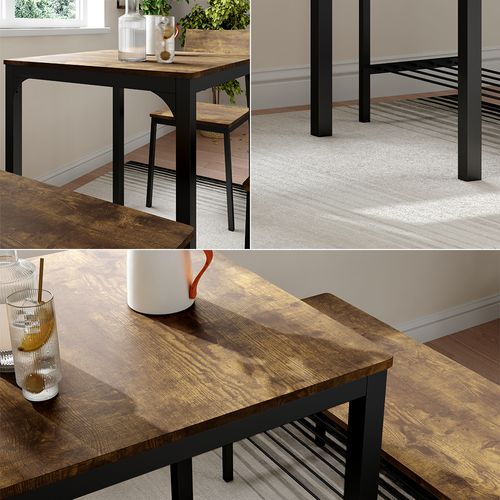 Table De Salle à Manger Fyrk 51767 Noir/chêne Rustique 70x70cm