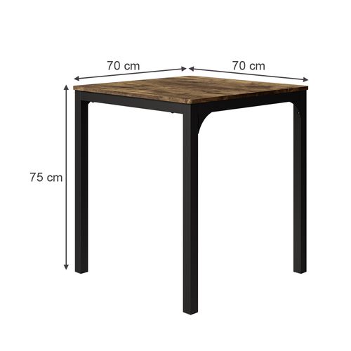 Table De Salle à Manger Fyrk 51767 Noir/chêne Rustique 70x70cm