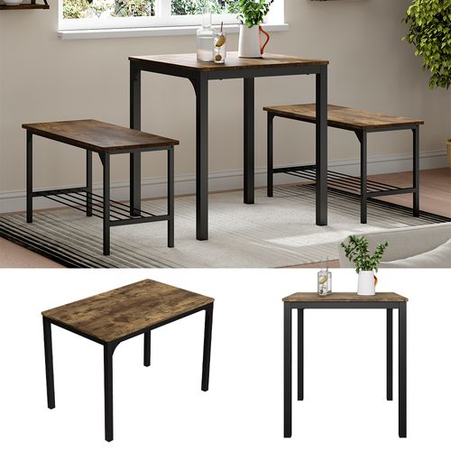 Table De Salle à Manger Fyrk 51767 Noir/chêne Rustique 70x70cm