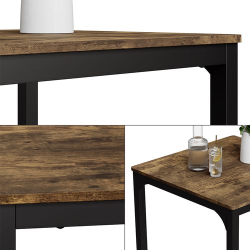 Table De Salle à Manger Fyrk 51767 Noir/chêne Rustique 70x70cm