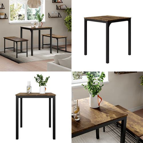 Table De Salle à Manger Fyrk 51767 Noir/chêne Rustique 70x70cm