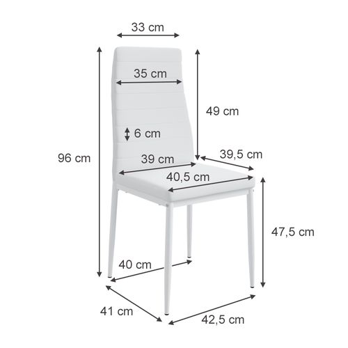 Chaise De Salle à Manger Grand 51771 Blanc 42.5x48cm Lot De 4