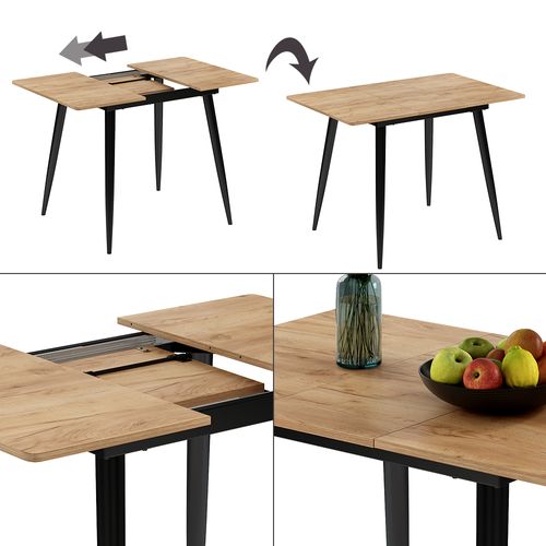 Table De Salle à Manger Beaver 51773 Chêne Noir/force De Lor 80x70cm Extensible