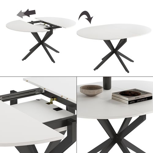 Table De Salle à Manger Loyd 51776 Blanc/noir 120x76.5cm Extensible