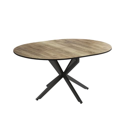 Table De Salle à Manger Loyd 51777 Noir/chêne Rustique 120x76.5cm Extensible