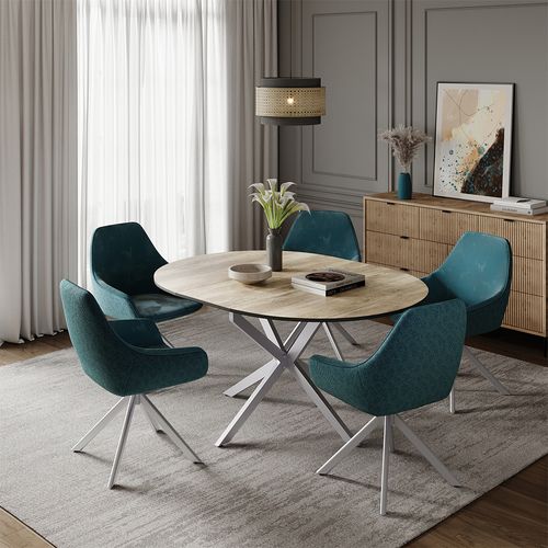 Table De Salle à Manger Loyd 51779 Chêne Rustique/gris 120x76.5cm Extensible
