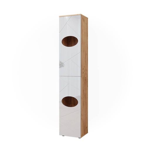 Armoire à Linge Irma 51829 Blanc Brillant/chêne Doré 37.2x192cm