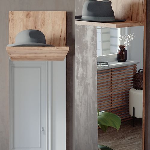 Portemanteau Mural Siri 51833 Chêne De Force Doré 36x135cm Avec Miroir