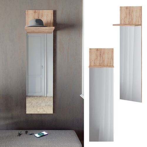 Portemanteau Mural Siri 51833 Chêne De Force Doré 36x135cm Avec Miroir