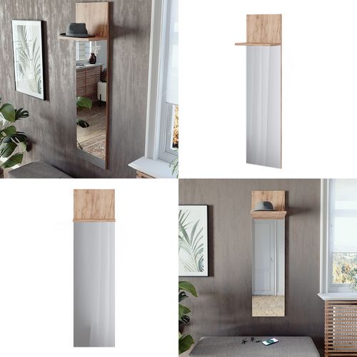 Portemanteau Mural Siri 51833 Chêne De Force Doré 36x135cm Avec Miroir