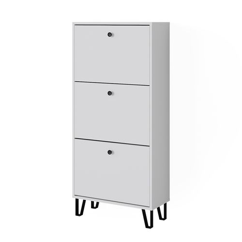 Basculeur à Chaussures Siri 51837 Blanc 130x60cm Avec 3 Tiroirs Rabattables