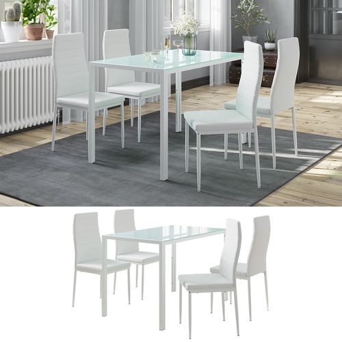 Ensemble De Table à Manger Grand 51841 Blanc 120x75cm Avec 4 Chaises