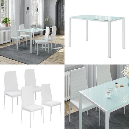 Ensemble De Table à Manger Grand 51841 Blanc 120x75cm Avec 4 Chaises