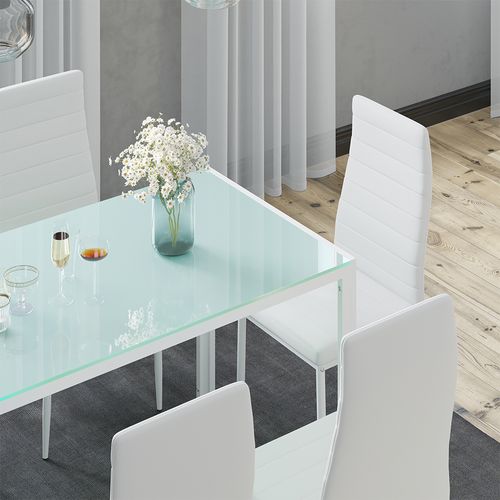 Ensemble De Table à Manger Grand, Blanc, 120x75cm Avec 6 Chaises