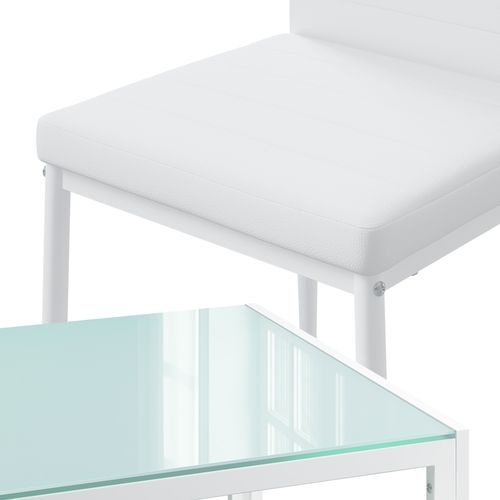 Ensemble De Table à Manger Grand, Blanc, 120x75cm Avec 6 Chaises