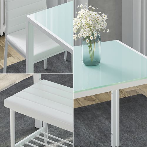 Ensemble De Table à Manger Grand 51843 Blanc 120x70cm 4 Pièces