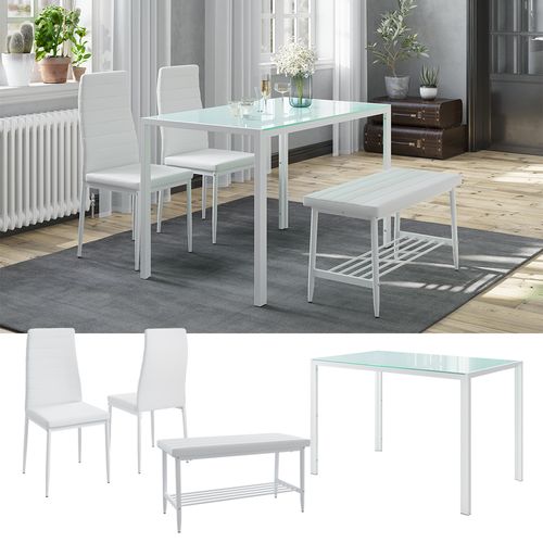 Ensemble De Table à Manger Grand 51843 Blanc 120x70cm 4 Pièces