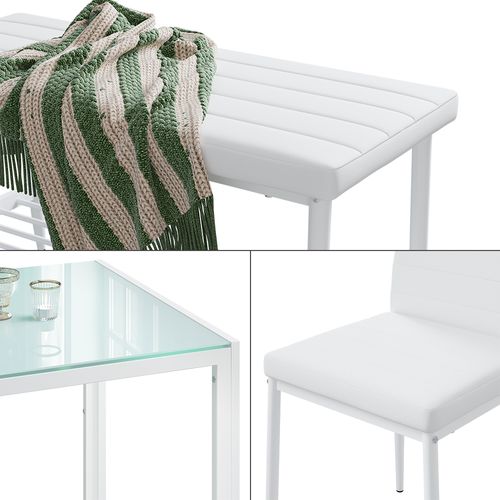 Ensemble De Table à Manger Grand 51843 Blanc 120x70cm 4 Pièces