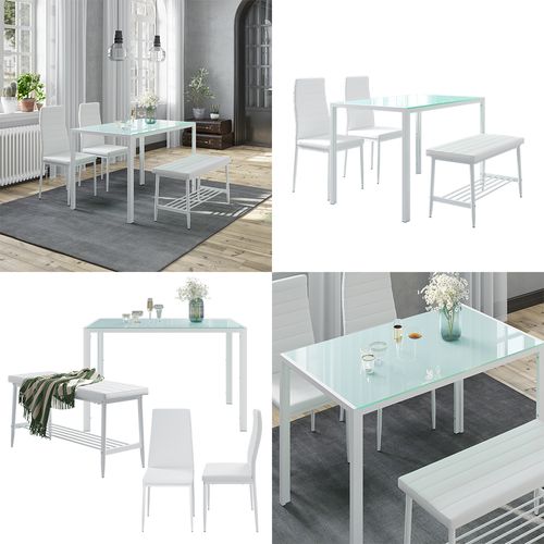 Ensemble De Table à Manger Grand 51843 Blanc 120x70cm 4 Pièces