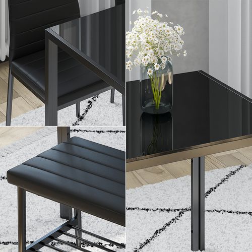 Ensemble De Table à Manger Grand 51844 Noir 120x70cm Set De 4 Pièces