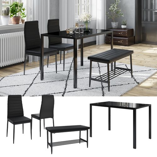 Ensemble De Table à Manger Grand 51844 Noir 120x70cm Set De 4 Pièces