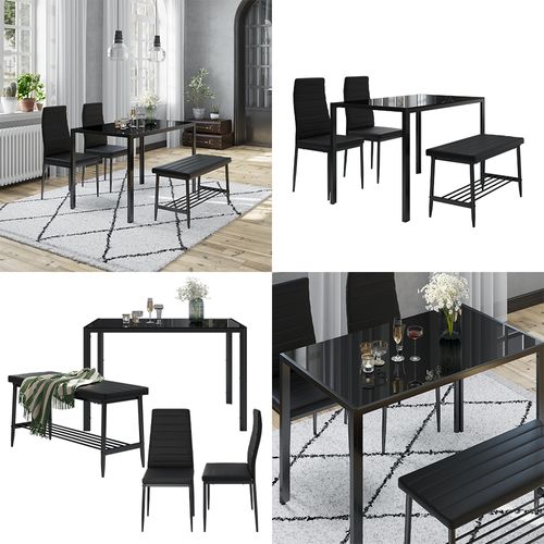 Ensemble De Table à Manger Grand 51844 Noir 120x70cm Set De 4 Pièces
