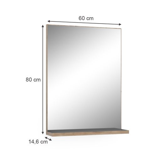 Miroir De Salle De Bain Niko 51869 Anthracite 60x80cm