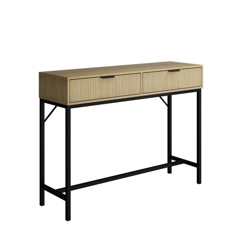 Table Console Lennox, Chêne, 100x75cm Avec 2 Tiroirs
