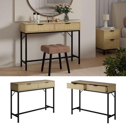 Coiffeuse Lennox 51879 Chêne 100x75cm Avec 2 Tiroirs